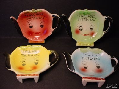 4 pc Anthropomorphic Japan Tea Bag Holder 